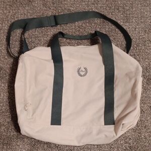 PINK Victoria's Secret Cream Tote with Green Straps